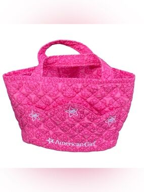 American Girl Quilted Bright Pink Tote with Star Embroidery